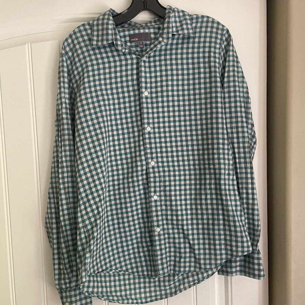 Vince Men’s Checkered Button-Down Shirt - Size M